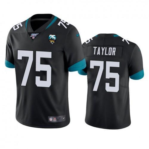 Nike Jacksonville Jaguars #75 Jawaan Taylor Black 25th Anniversary Vapor Limited Stitched NFL 100th Season Jersey
