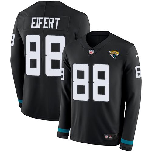 Nike Jacksonville Jaguars #88 Tyler Eifert Black Team Color Stitched NFL Limited Therma Long Sleeve Jersey