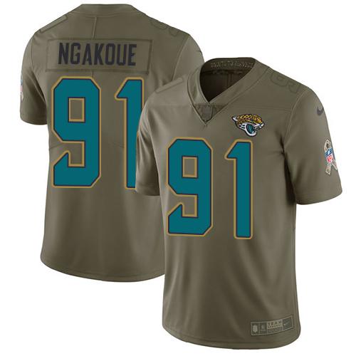 Nike Jacksonville Jaguars #91 Yannick Ngakoue Olive Stitched NFL Limited 2017 Salute To Service Jersey