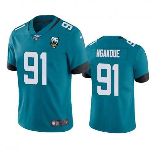Nike Jacksonville Jaguars #91 Yannick Ngakoue Teal 25th Anniversary Vapor Limited Stitched NFL 100th Season Jersey