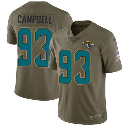 Nike Jacksonville Jaguars #93 Calais Campbell Olive Stitched NFL Limited 2017 Salute to Service Jersey