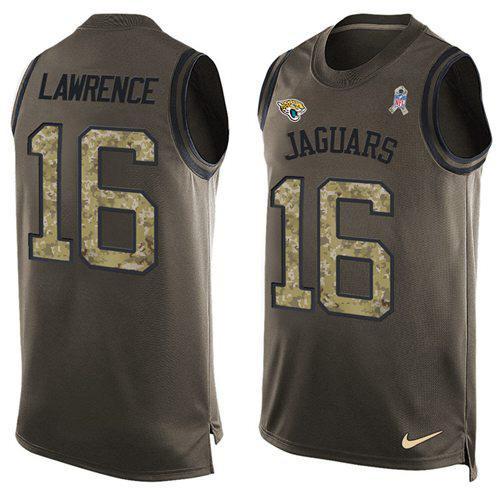 Nike Jaguars #16 Trevor Lawrence Green Stitched NFL Limited Salute To Service Tank Top Jersey