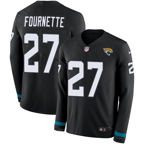 Nike Jaguars #27 Leonard Fournette Black Team Color Stitched NFL Limited Therma Long Sleeve Jersey