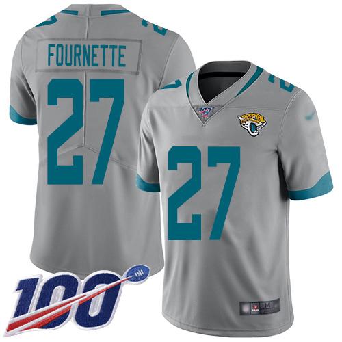 Nike Jaguars #27 Leonard Fournette Silver Stitched NFL Limited Inverted Legend 100th Season Jersey