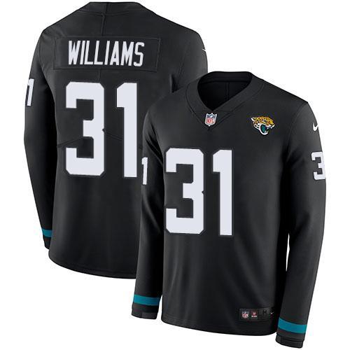Nike Jaguars #31 Darious Williams Black Team Color Stitched NFL Limited Therma Long Sleeve Jersey