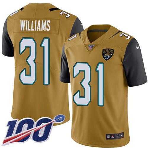 Nike Jaguars #31 Darious Williams Gold Stitched NFL Limited Rush 100th Season Jersey