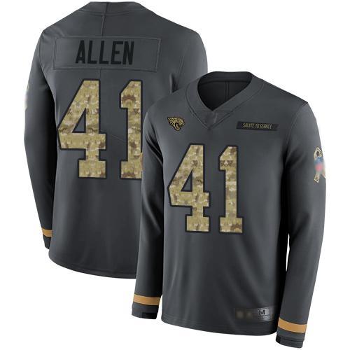 Nike Jaguars #41 Josh Allen Anthracite Salute To Service Stitched NFL Limited Therma Long Sleeve Jersey