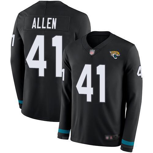 Nike Jaguars #41 Josh Allen Black Team Color Stitched NFL Limited Therma Long Sleeve Jersey