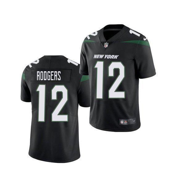 Nike Jets #12 Aaron Rodgers Black Alternate Stitched NFL Vapor Untouchable Limited Jersey