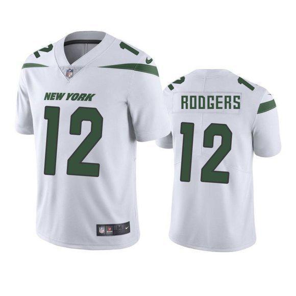 Nike Jets #12 Aaron Rodgers White Stitched NFL Vapor Untouchable Limited Jersey