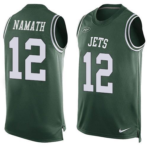 Nike Jets #12 Joe Namath Green Team Color Stitched NFL Limited Tank Top Jersey