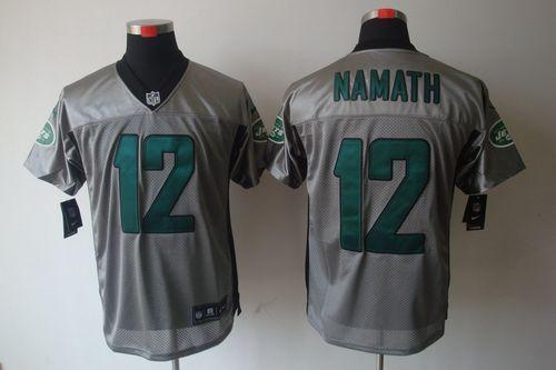 Nike Jets #12 Joe Namath Grey Shadow Stitched NFL Elite Jersey