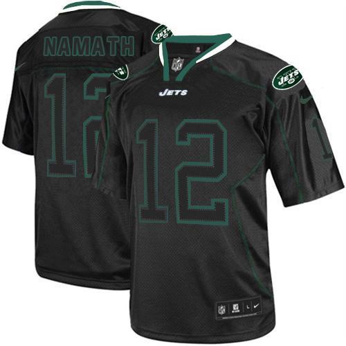 Nike Jets #12 Joe Namath Lights Out Black Stitched NFL Elite Jersey