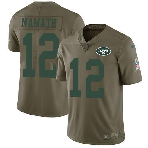Nike Jets #12 Joe Namath Olive Stitched NFL Limited 2017 Salute To Service Jersey