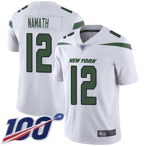Nike Jets #12 Joe Namath White Stitched NFL 100th Season Vapor Limited Jersey