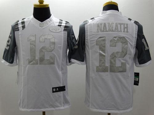 Nike Jets #12 Joe Namath White Stitched NFL Limited Platinum Jersey