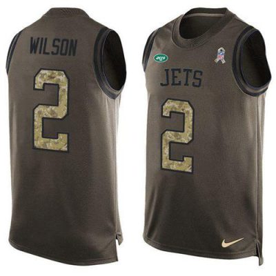 Nike Jets #2 Zach Wilson Green Stitched NFL Limited Salute To Service Tank Top Jersey
