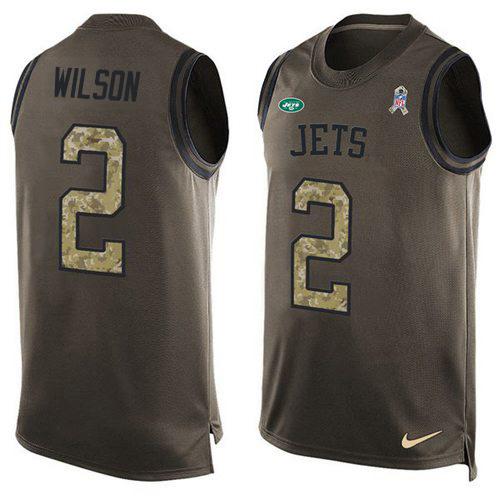Nike Jets #2 Zach Wilson Green Stitched NFL Limited Salute To Service Tank Top Jersey