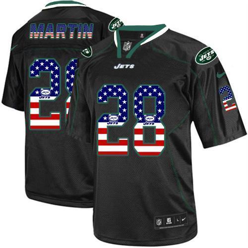 Nike Jets #28 Curtis Martin Black Stitched NFL Elite USA Flag Fashion Jersey