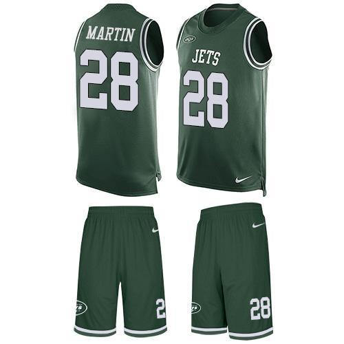Nike Jets #28 Curtis Martin Green Team Color Stitched NFL Limited Tank Top Suit Jersey