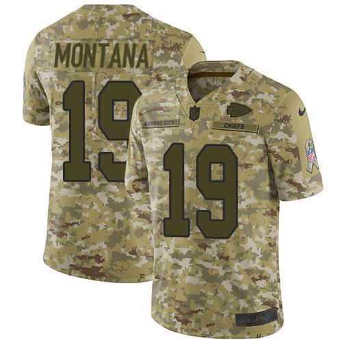 Nike Kansas City Chiefs #19 Joe Montana Camo Stitched NFL Limited 2018 Salute To Service Jersey