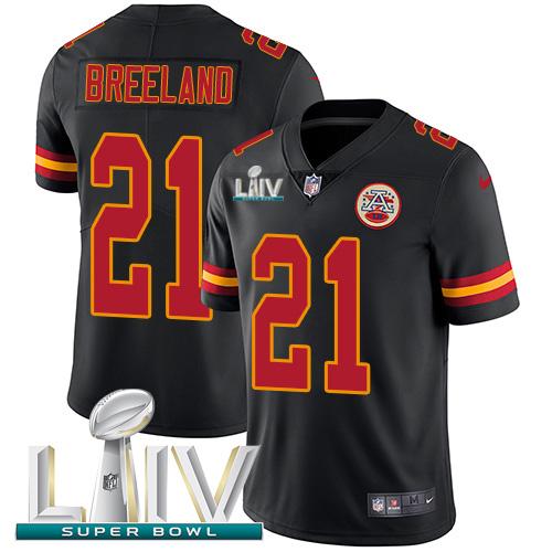 Nike Kansas City Chiefs #21 Bashaud Breeland Black Super Bowl LIV 2020 Stitched NFL Limited Rush Jersey