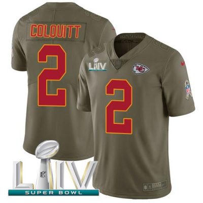 Nike Kansas City Chiefs #2 Dustin Colquitt Olive Super Bowl LIV 2020 Stitched NFL Limited 2017 Salute To Service Jersey