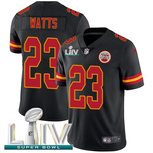 Nike Kansas City Chiefs #23 Armani Watts Black Super Bowl LIV 2020 Stitched NFL Limited Rush Jersey