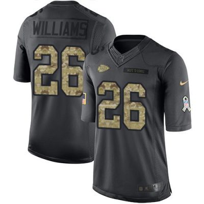Nike Kansas City Chiefs #26 Damien Williams Black Stitched NFL Limited 2016 Salute to Service Jersey