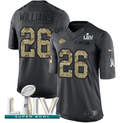 Nike Kansas City Chiefs #26 Damien Williams Black Super Bowl LIV 2020 Stitched NFL Limited 2016 Salute to Service Jersey