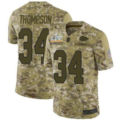Nike Kansas City Chiefs #34 Darwin Thompson Camo Super Bowl LV Bound Stitched NFL Limited 2018 Salute To Service Jersey