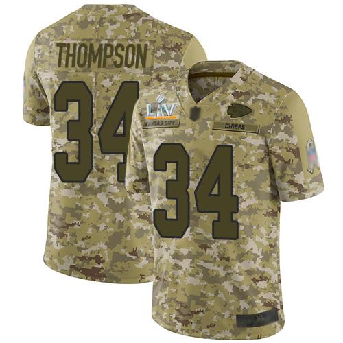 Nike Kansas City Chiefs #34 Darwin Thompson Camo Super Bowl LV Bound Stitched NFL Limited 2018 Salute To Service Jersey