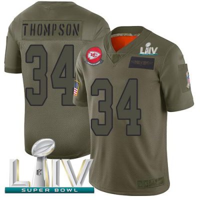 Nike Kansas City Chiefs #34 Darwin Thompson Camo Super Bowl LIV 2020 Stitched NFL Limited 2019 Salute To Service Jersey