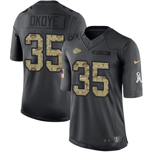 Nike Kansas City Chiefs #35 Christian Okoye Black Stitched NFL Limited 2016 Salute to Service Jersey