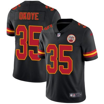 Nike Kansas City Chiefs #35 Christian Okoye Black Stitched NFL Limited Rush Jersey