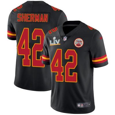 Nike Kansas City Chiefs #42 Anthony Sherman Black Super Bowl LV Bound Stitched NFL Limited Rush Jersey