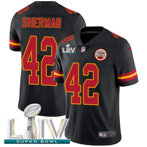 Nike Kansas City Chiefs #42 Anthony Sherman Black Super Bowl LIV 2020 Stitched NFL Limited Rush Jersey