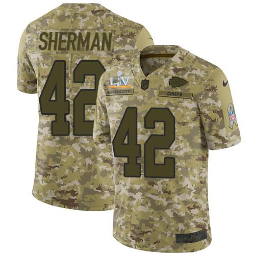 Nike Kansas City Chiefs #42 Anthony Sherman Camo Super Bowl LV Bound Stitched NFL Limited 2018 Salute To Service Jersey