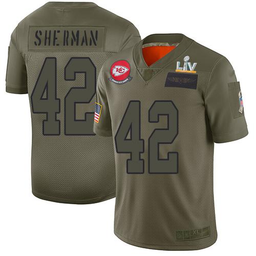 Nike Kansas City Chiefs #42 Anthony Sherman Camo Super Bowl LV Bound Stitched NFL Limited 2019 Salute To Service Jersey