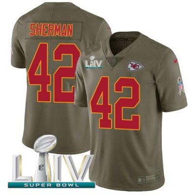 Nike Kansas City Chiefs #42 Anthony Sherman Olive Super Bowl LIV 2020 Stitched NFL Limited 2017 Salute To Service Jersey