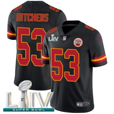 Nike Kansas City Chiefs #53 Anthony Hitchens Black Super Bowl LIV 2020 Stitched NFL Limited Rush Jersey