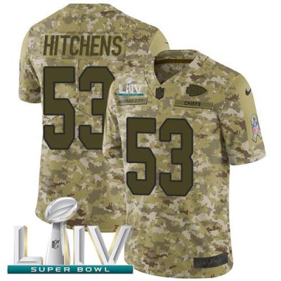 Nike Kansas City Chiefs #53 Anthony Hitchens Camo Super Bowl LIV 2020 Stitched NFL Limited 2018 Salute To Service Jersey