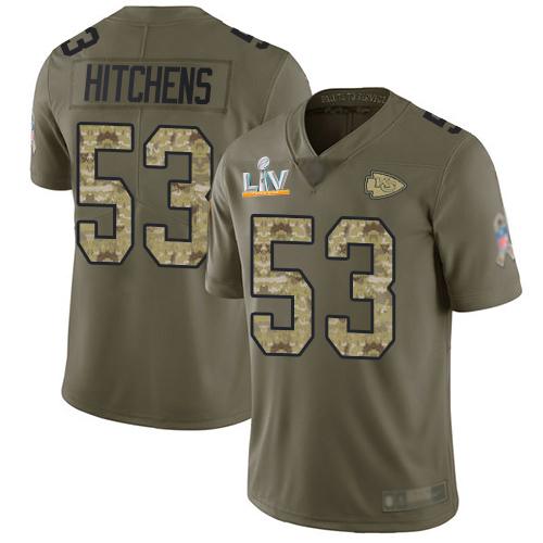 Nike Kansas City Chiefs #53 Anthony Hitchens Olive/Camo Super Bowl LV Bound Stitched NFL Limited 2017 Salute To Service Jersey