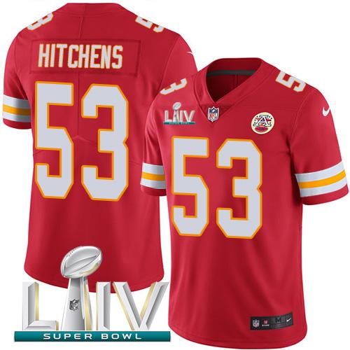 Nike Kansas City Chiefs #53 Anthony Hitchens Red Super Bowl LIV 2020 Team Color Stitched NFL Vapor Untouchable Limited Jersey