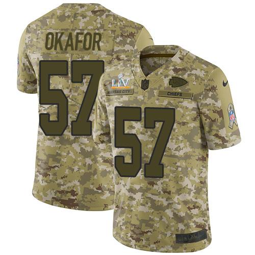 Nike Kansas City Chiefs #57 Alex Okafor Camo Super Bowl LV Bound Stitched NFL Limited 2018 Salute To Service Jersey