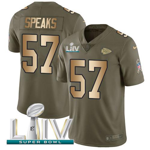 Nike Kansas City Chiefs #57 Breeland Speaks Olive/Gold Super Bowl LIV 2020 Stitched NFL Limited 2017 Salute To Service Jersey