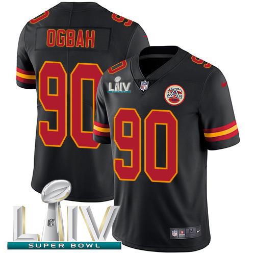 Nike Kansas City Chiefs #90 Emmanuel Ogbah Black Super Bowl LIV 2020 Stitched NFL Limited Rush Jersey
