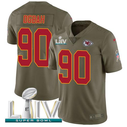 Nike Kansas City Chiefs #90 Emmanuel Ogbah Olive Super Bowl LIV 2020 Stitched NFL Limited 2017 Salute To Service Jersey