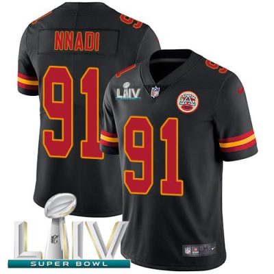 Nike Kansas City Chiefs #91 Derrick Nnadi Black Super Bowl LIV 2020 Stitched NFL Limited Rush Jersey