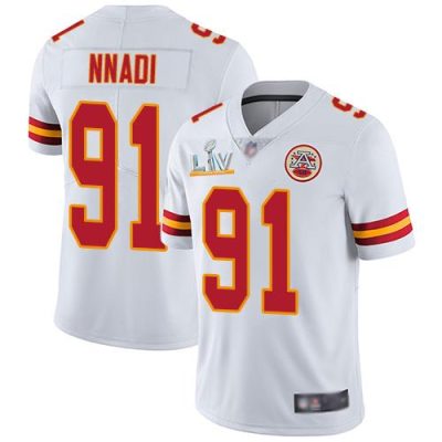 Nike Kansas City Chiefs #91 Derrick Nnadi White Super Bowl LV Bound Stitched NFL Vapor Untouchable Limited Jersey